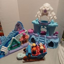 Little People Frozen 2 Castles And Sled And Elsa Anna Kristof And Olaf