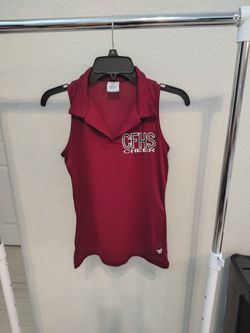 varsity spirit, maroon tank top, polo style, CFHS Cheer, women size S