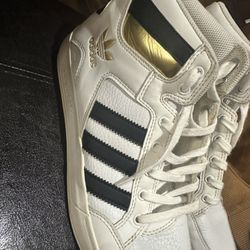 Size 7 1/2 Adidas Hard Court High 'White Black Gold'