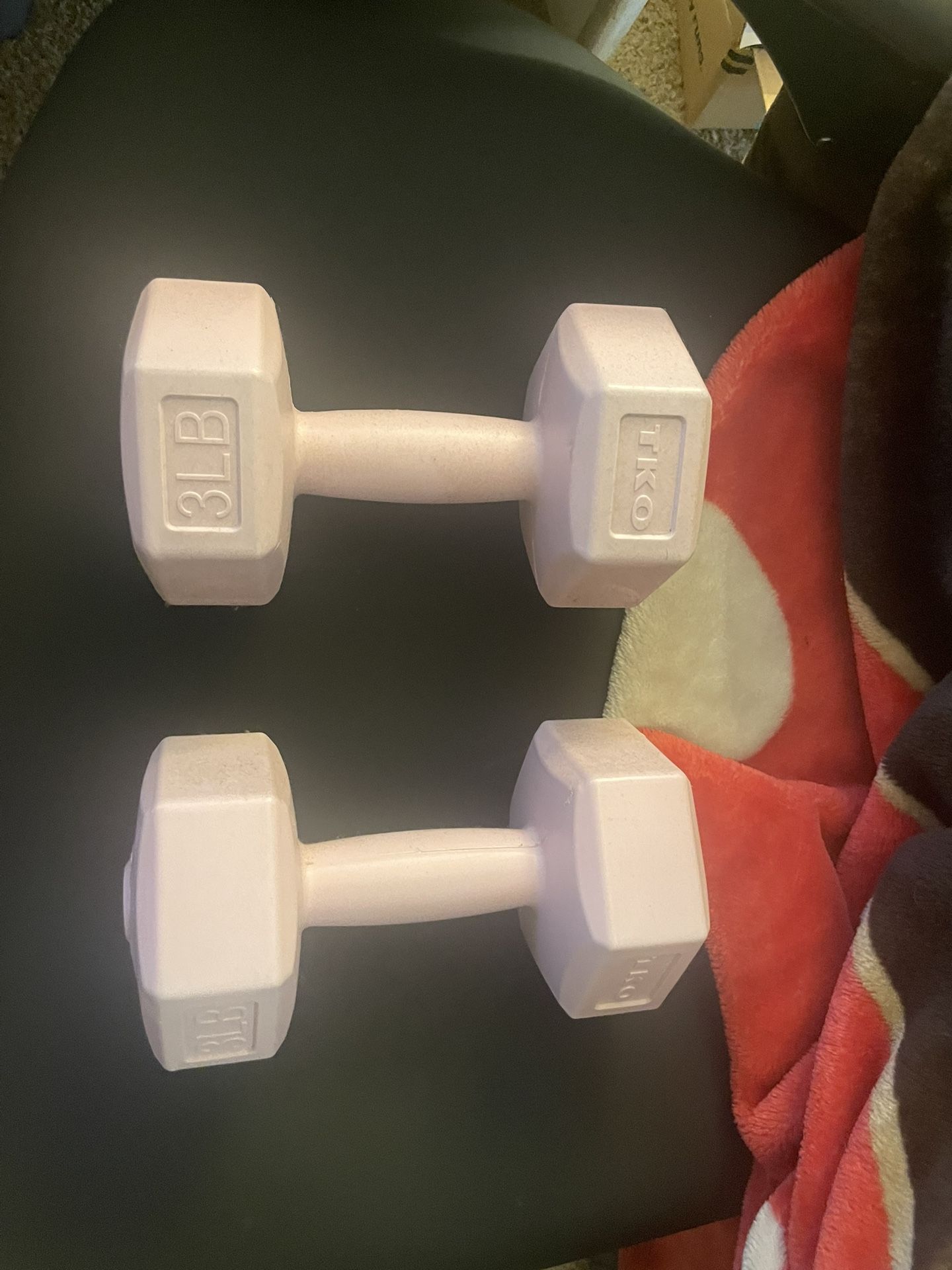3 Pound Pink dumbbells