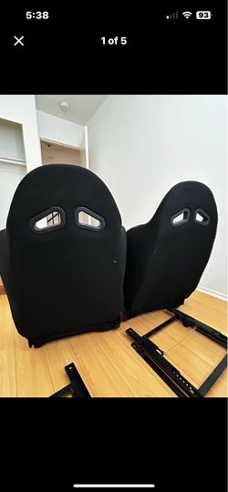Pair of Black Racing Bucket Seats with Mounting Rails