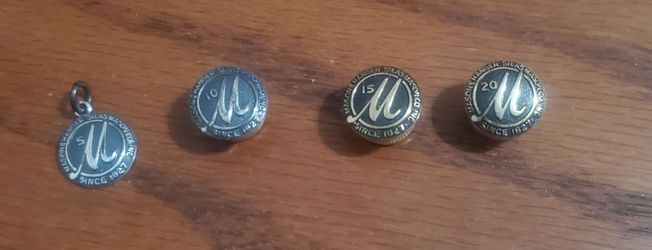 4 pc Vintage Mason & Hanger Co. Employee Service Award Pin Set (10K Gold / Sterling)