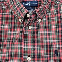 Ralph Lauren Polo Boys Sz. 7 Classic Red/ Green Plaid Button Up