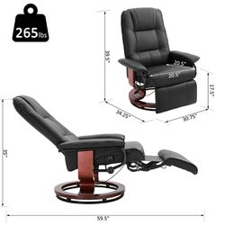 Faux Leather Adjustable Manual Traditional Swivel Base Recliner Chàír with Footrest Thumbnail