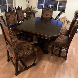 Antique Mahogany Dining Table And Chairs