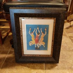 HEAVY WOODEN FRAMED WINE ART PRINT 