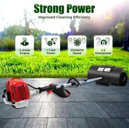 52CC 2-Stroke Gas Power Broom Handheld Sweeper – Driveway Turf Grass Snow