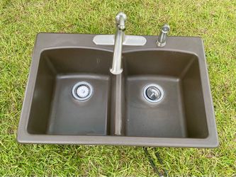 Brown kitchen sink