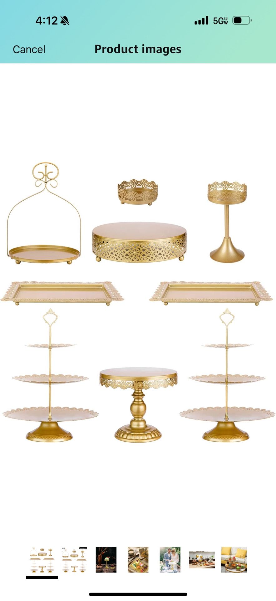 ZUMELER 9Pcs Metal Cake Stands Round Cake Stands Candy Fruite Display Plate Cupcake Serving Tower for Wedding Brithday Party Celebration Home Decorati