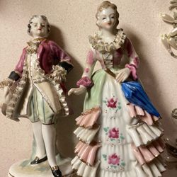 Antique Occupied Japan Bone China Lace Figurines