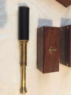 Vintage Brass Nautical Telescopes with Wooden Case – $15 Each
