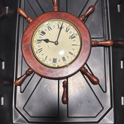 Antique Nautical Ships Wheel Clock