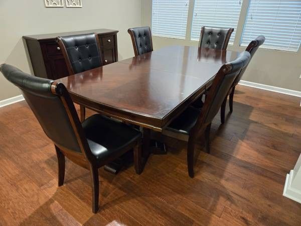 Dining Room Table & Chairs With Buffet Set