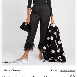 Kate Spade NWT Feather Trim Satin Pants