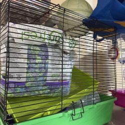 Hamster Cage, bedding, and supplies