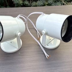 Pair of Vintage White Adjustable Accent Spotlights – Indoor/Outdoor – Set of 2
