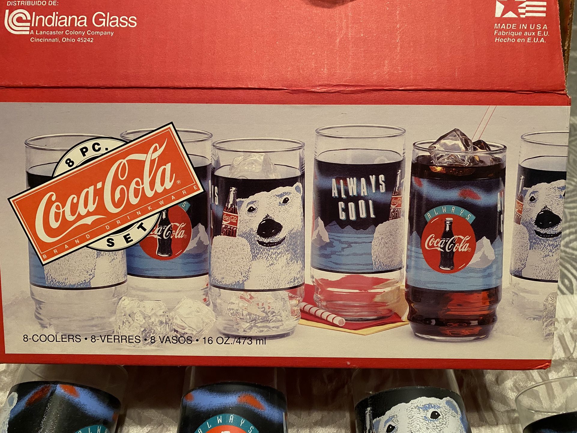 NEW  Vintage 1995 Coca-Cola Polar Bear Always Cool 8 Pc Beverage Set Coke