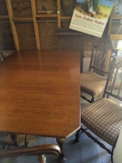 Vintage Wood Dining Table with Chairs
