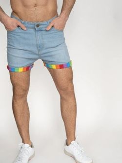 Denim Roll-up Rainbow SHORT Shorts