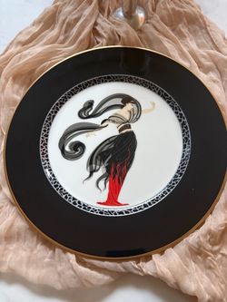 Art Deco Erté Style Decorative Porcelain Plate