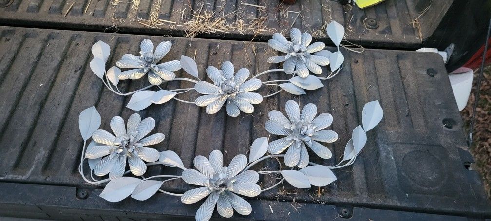 Pair of Hanging Metal Flowers
