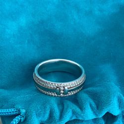 Tiffany co Ring , Wide Pavé Diamond  in 18k White Gold