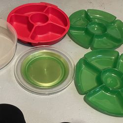 Set of 3 Party 🥗 Fruits & Vegetable, Dip platter trays one has cover, additional plate