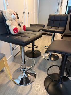 Set of 4 Black Adjustable Bar Stools – $100 OBO