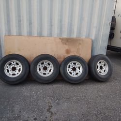 4 Used Tires And Rims For Chevy Silverado 8 Lug Nuts 