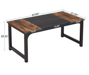 BYBLIGHT Moronia 63 in. Rectangle Rustic Brown MDF Executive Desk with Thicken Frame, Computer Desk for Home Office Workstation