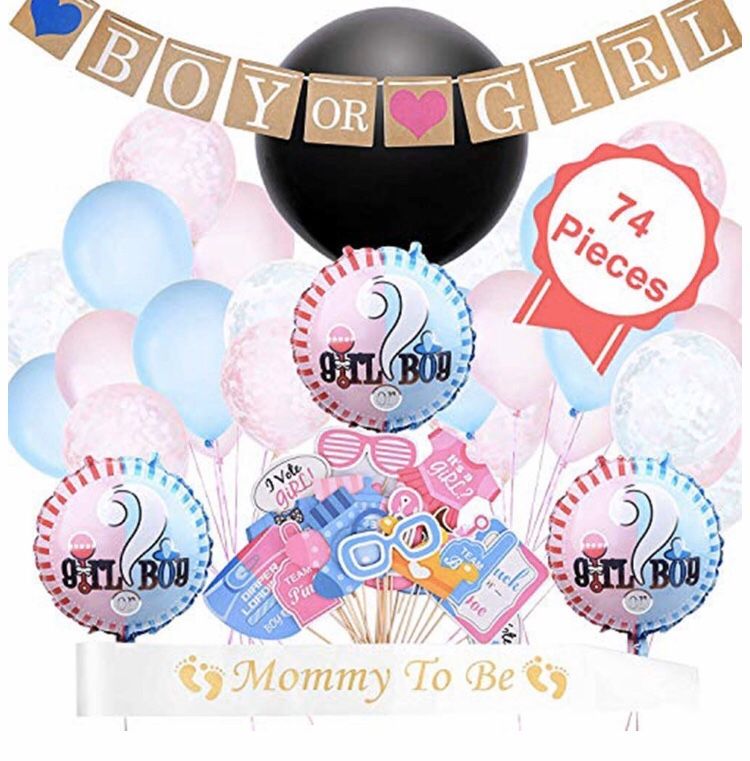 74 pc Gender Reveal Party Supplies