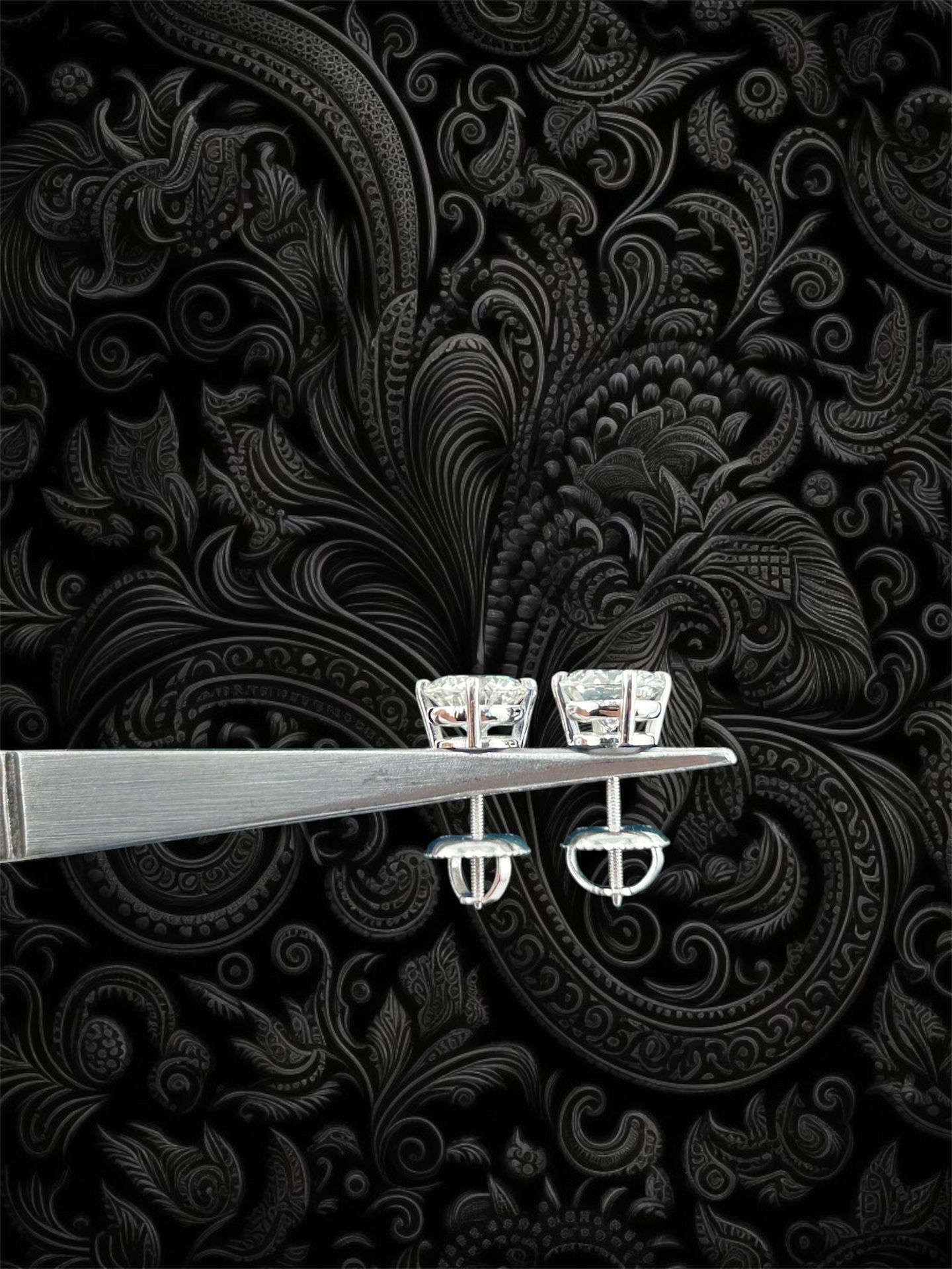 14k White Gold Screw Back Earrings