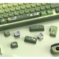 NEW Matcha Green Frog Cute Keycap Set, PBT Custom Keyboard caps 60% 75% 100%,dye Sublimation,MOA Profile keycaps for Mechanical Keyboard, Compatible w