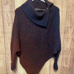White House Black Market XS/S NWT Poncho sweater Wind Wine Ombré draped neck