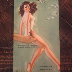 Rare Vintage/Antique Risqué Pin Up Girl 1940s Card/Postcard GC 3.5 x 5.5