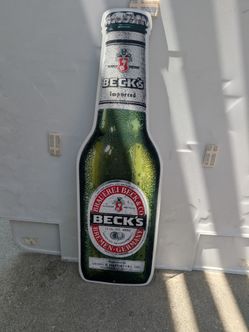 Beck's Beer Bottle-Shaped Tin Sign