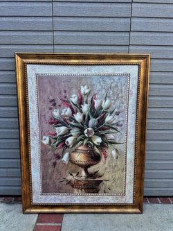 Large Framed White Tulip Painting