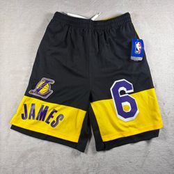 LeBron James NBA Los Angeles Lakers Youth Large 14/16 Black Shorts NWT #3E