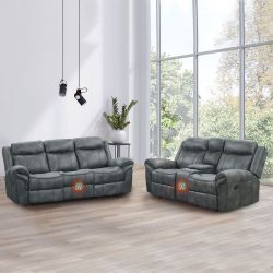 Recliner (Set Of 2pc), Loveseat Sofa, 3-Seater Couch
