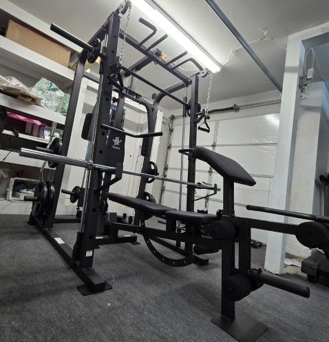 Vesta Smith Machine 1001 | Adj Bench W/ Leg Developer And Preacher Station |Gym Equipment | Fitness | Pulleys|🔴WEIGHTS AND BARBELL SOLD SEPARATELY 🔴