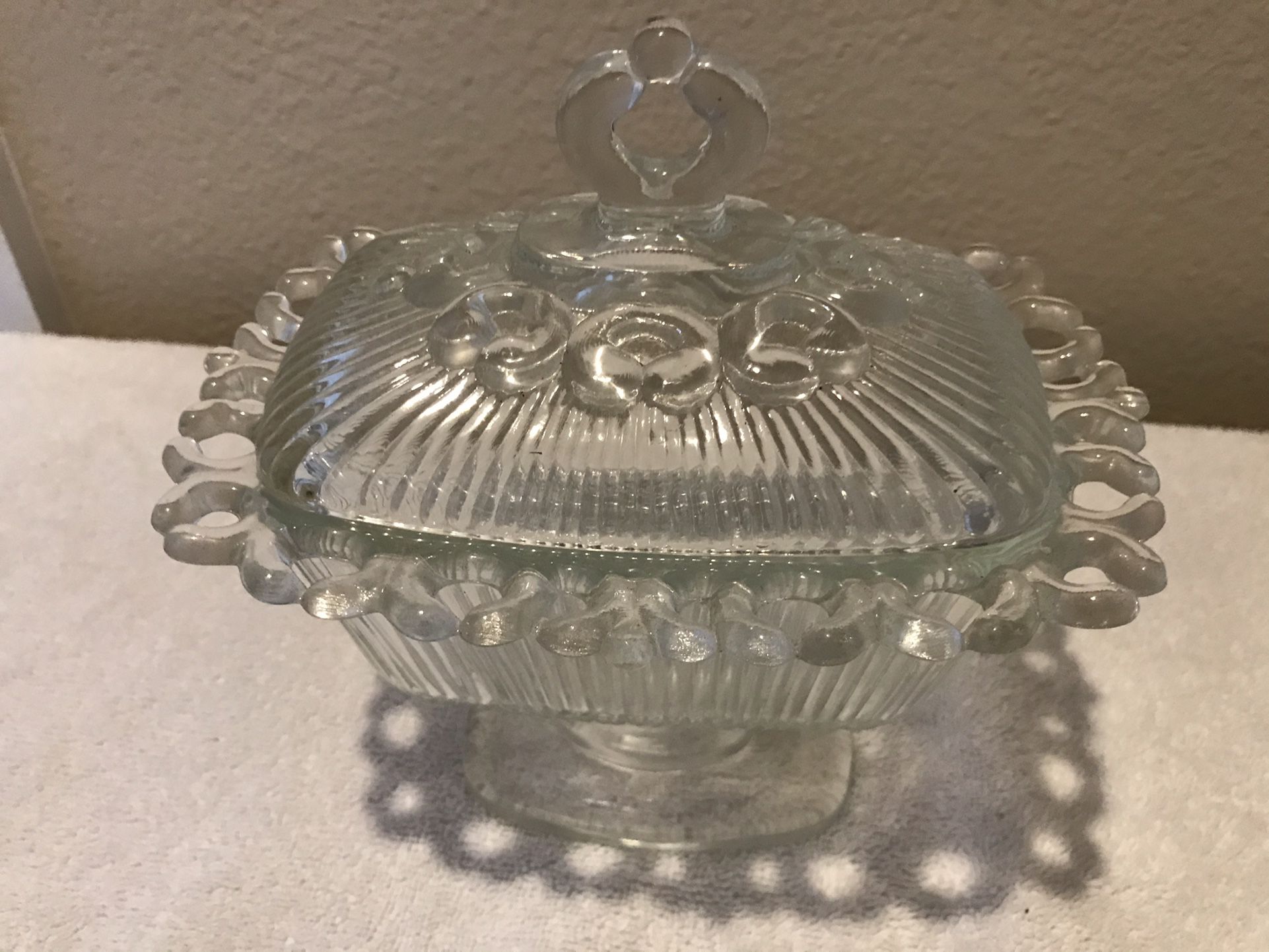 Vintage Clear Indiana Glass Mint Candy Dish on Pedestal! No Chips