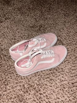 pink suede vans size 7w