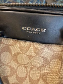 NWT Coach F72978 Men's Beckett Slim Tan Signature Black Leather Briefcase Bag