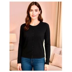 Ann Taylor LOFT Women Black Wool Blend Button Down Cardigan Sweater Size Large