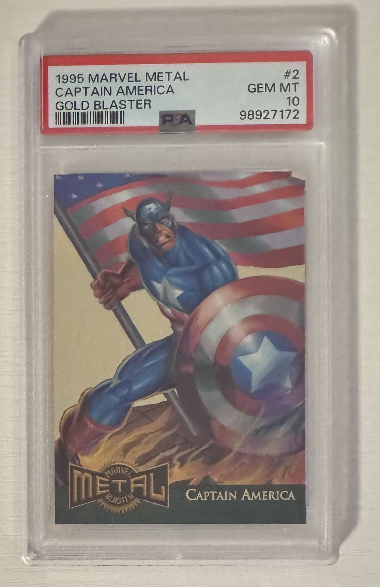1995 Marvel Metal Captain America Gold Blaster PSA 10