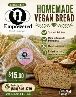 Home made bread, special whole grain, vegan and sugar free.