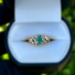 Jewelry 10k solid yellow gold malachite 0.5CTW ring sz 7.00