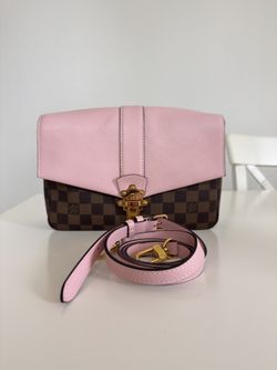 Louis Vuitton Clapton Handbag Damier and Leather PM Brown, Pink.