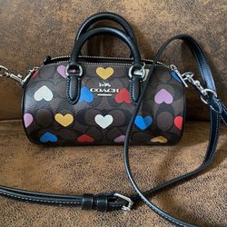 Crossbody In Canvas With Heart Print
