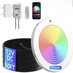 Smart LED Pool Lights for Inground Pool, Wall Mounted, 54W 12V, 10 Inch, 50FT...